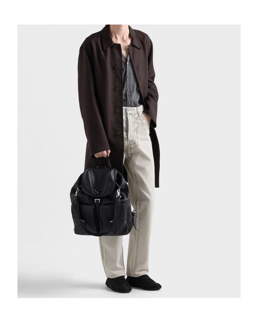 Prada Black Leather Backpack for men