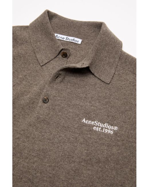 Acne Brown Long-Sleeved Knitted Polo Shirt for men