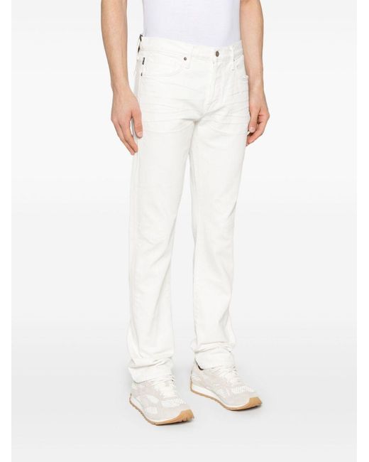 Tom Ford White Logo Patch Ripped-Detailed Jeans for men