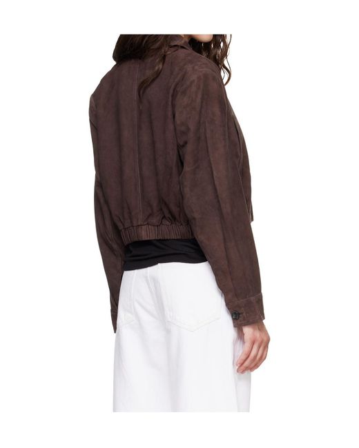 Agolde Brown Cropped Leather Jacket