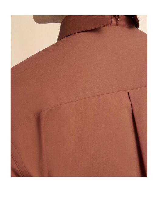 Marni Brown Cotton Poplin Shirt With Mending Logo for men
