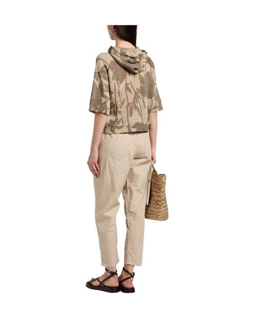 Brunello Cucinelli Natural Plain Colour Casual Trousers