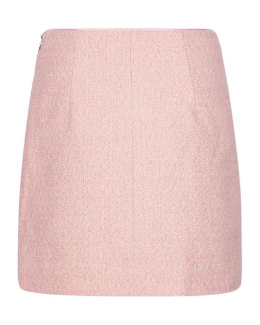 ROTATE BIRGER CHRISTENSEN Pink Bouclé A-Line Mini Skirt