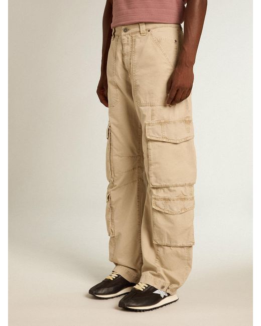Golden Goose Deluxe Brand Natural Straight-Leg Cargo Trousers for men