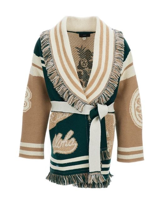 Alanui Green Preppy-Style Patterned Sweater