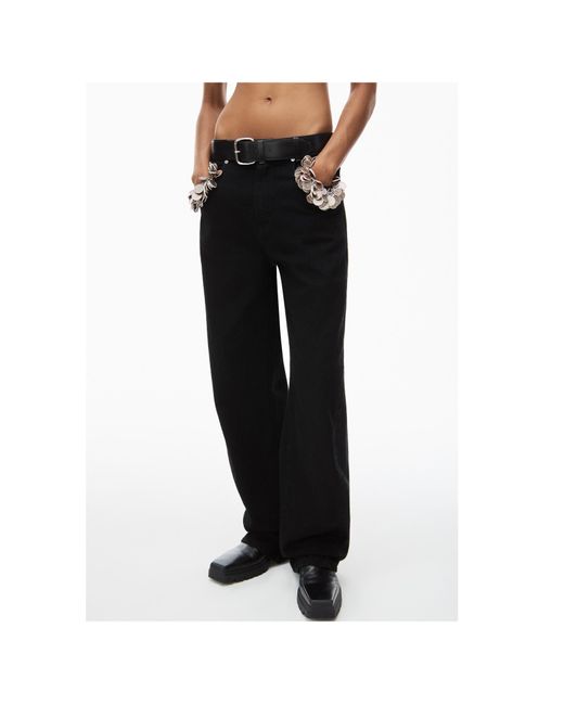 Alexander Wang Black Belted Wide-Leg Jeans