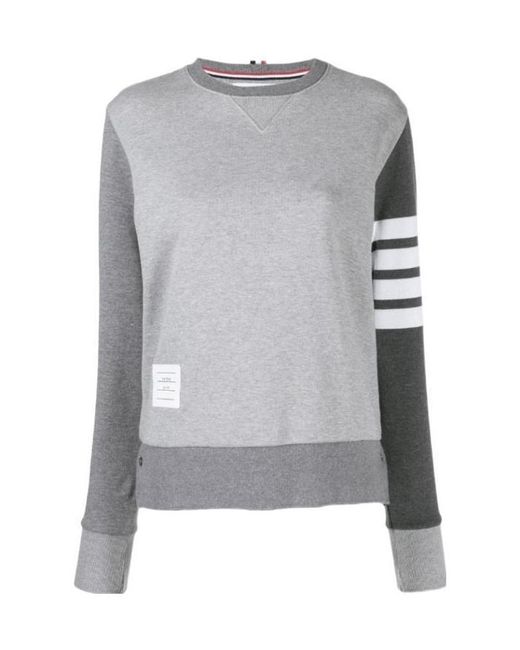 Thom Browne Gray 4-Bar Crewneck Sweatshirt