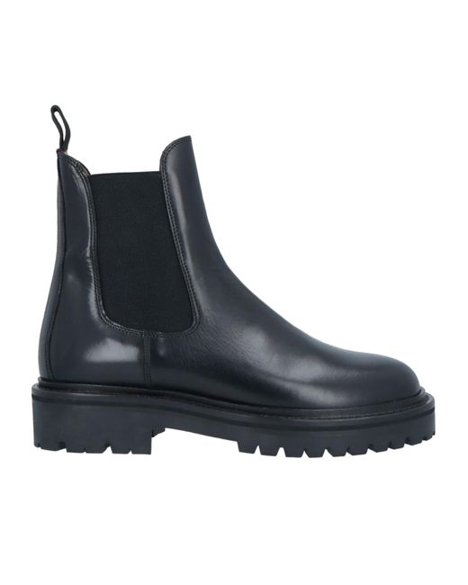 Isabel Marant Black Solid-Color Leather Chelsea Boots