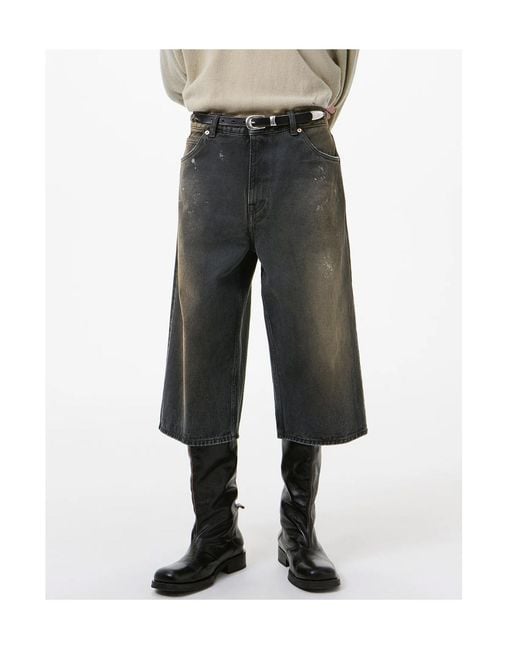 Our Legacy Gray Capri Wide-Leg Denim Shorts for men