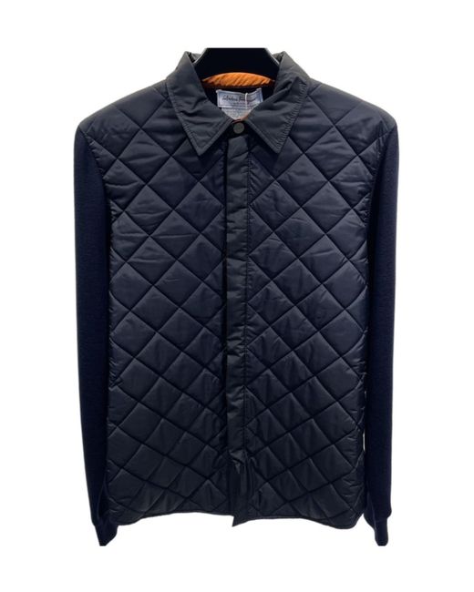 Ferragamo Blue Long-Sleeved Down Jacket for men
