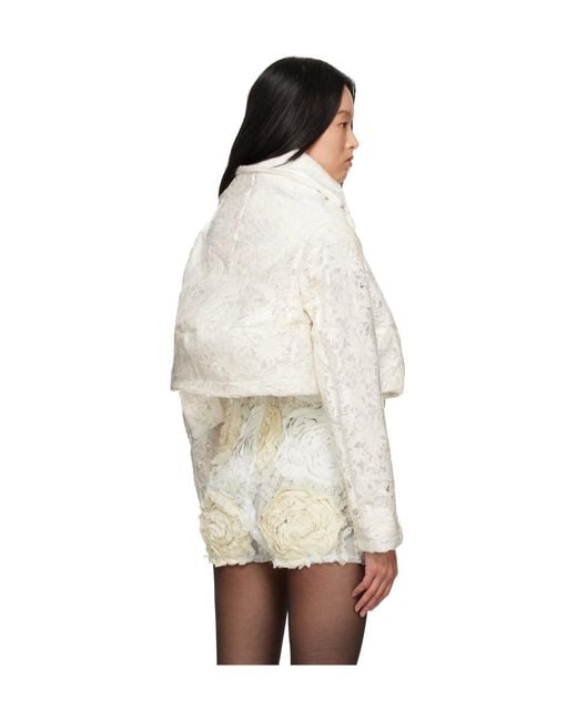 Comme des Garçons White Lapel Lace Casual Jacket