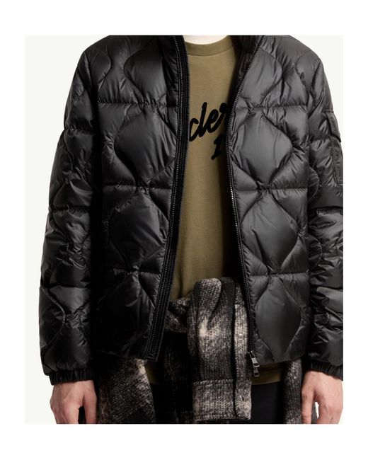 Moncler Gray Asurel Geometric Quilted Short Down Jacket for men