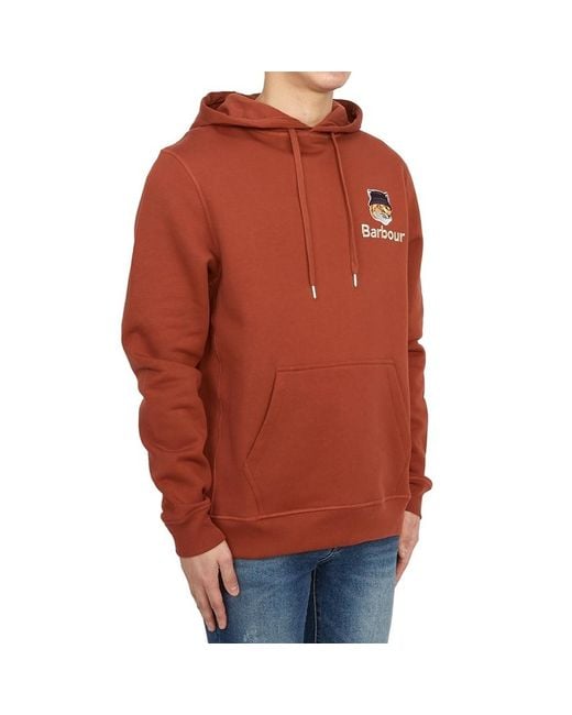 Barbour Orange Logo-Embroidered Cotton Hoodie for men