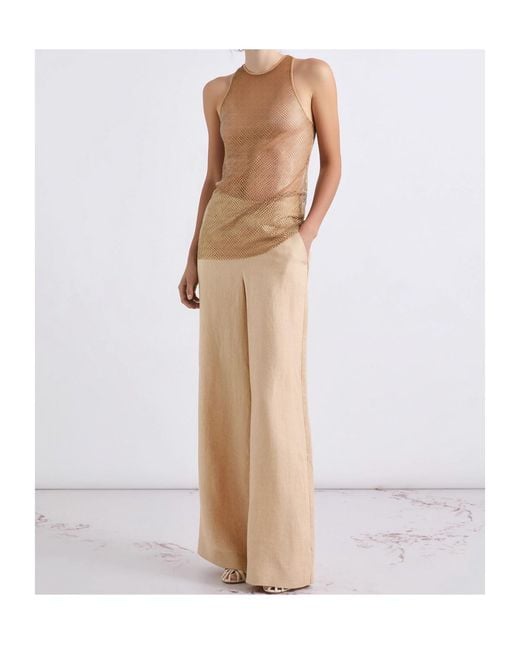 Marella Natural Linen Wide-Leg Trousers