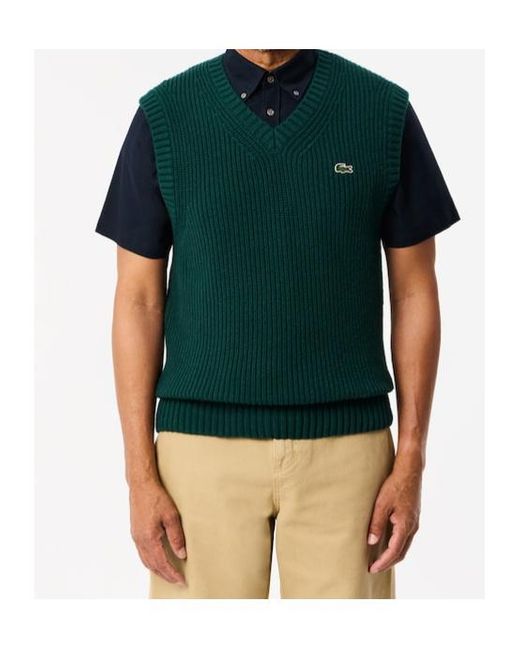 Lacoste Green Sleeveless Wool Vest for men