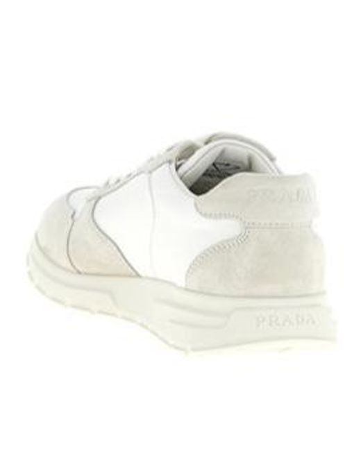 Prada White Prax 2.0 Lace-Up Sneakers