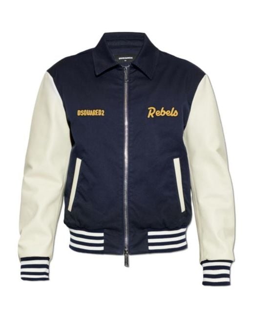 DSquared² Blue Rebels Varsity Bomber Jacket for men