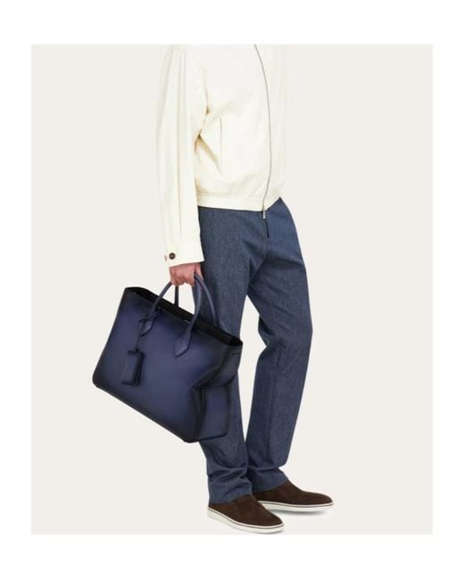 Ferragamo Blue Ferragamo Eyewear Structured Tote Bag for men