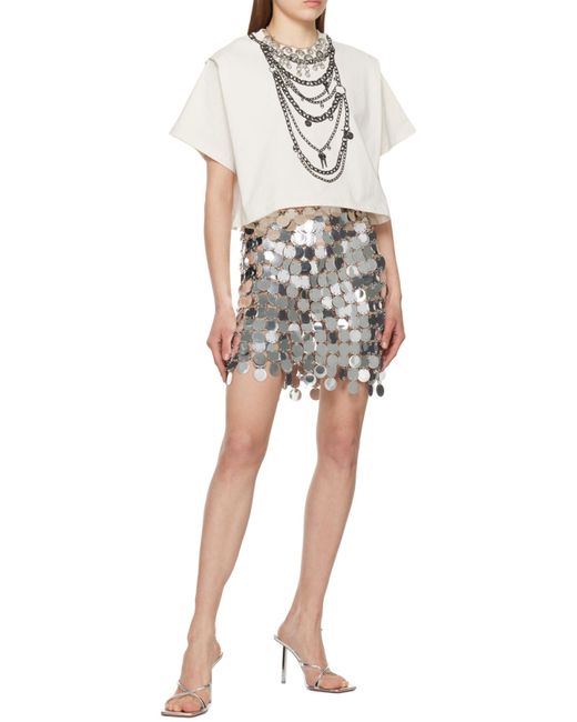 Rabanne Gray Asymmetric Circular-Disc Mini Skirt