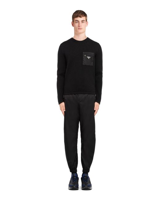 Prada Black Logo Rib Knitted Jumper for men