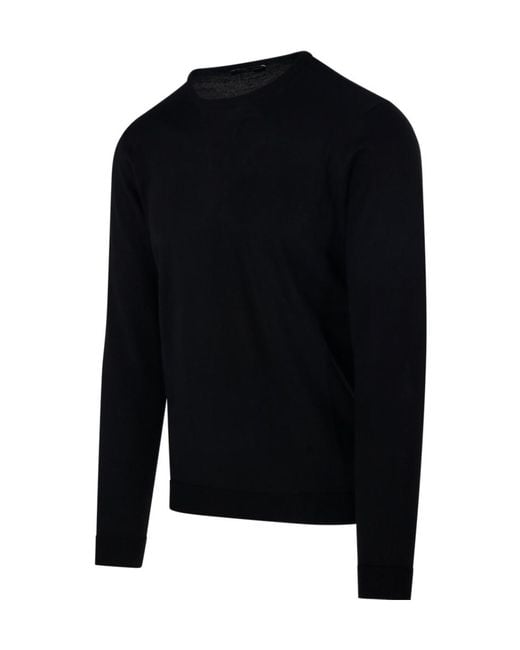 Roberto Collina Black Crew-Neck Long-Sleeve Sweater for men