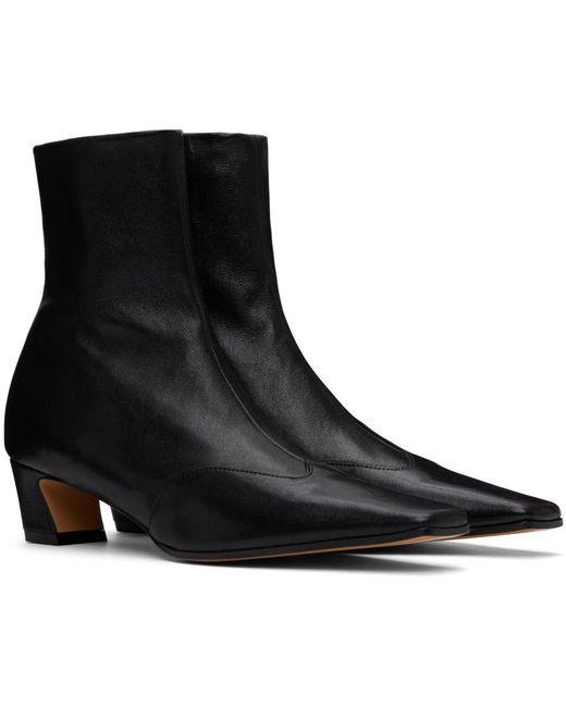 Khaite Black Nevada Almond Toe Ankle Boots