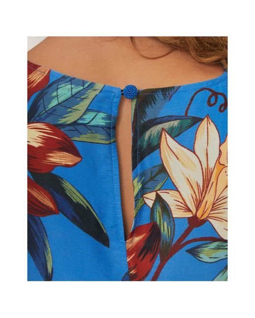 Farm Rio Blue Floral-Printed Wrapped Mini Dress