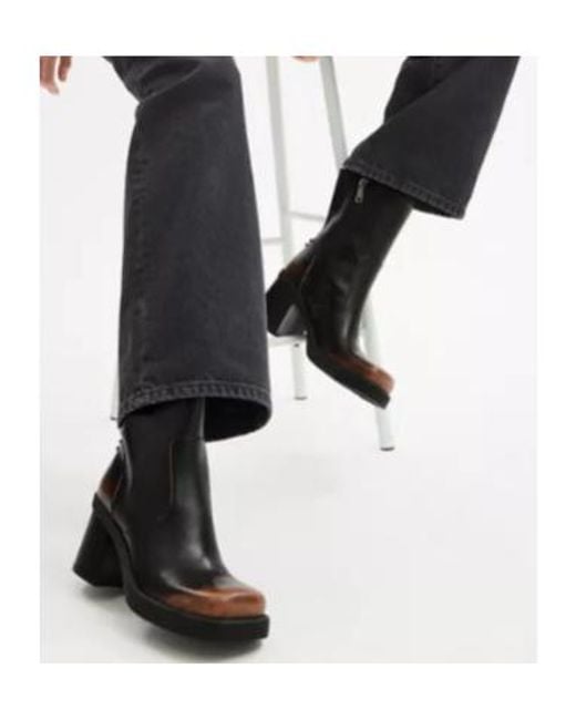 COACH Black Leather Block-Heel Ankle Boots