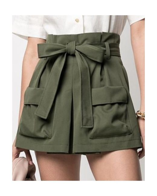 RED Valentino Green Belted Gabardine Shorts