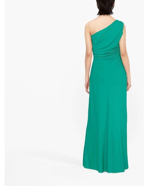 Alberta Ferretti Green Draped One-Shoulder Cut-Out Dress