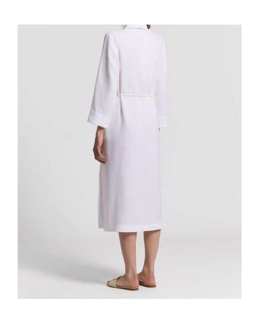 Peserico White V-Neck Tie-Detail Midi Dress