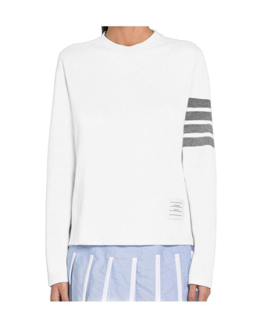 Thom Browne White Long-Sleeved Crewneck T-Shirt