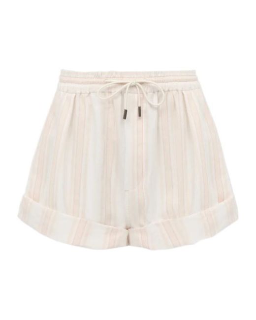 Chloé Natural Chloé Turn-Up Drawstring Shorts