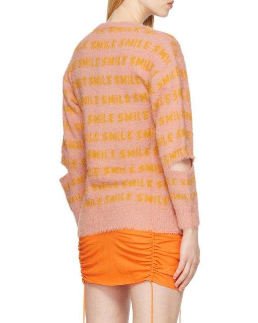 Stella McCartney Orange Striped Cut-Out Sleeved Oversized Sweater