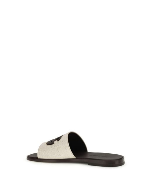 Dolce & Gabbana White Logo Canvas Slide Sandals for men