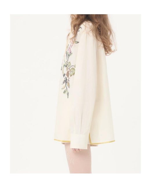 Valentino Natural Embroidered Button-Up Shirt