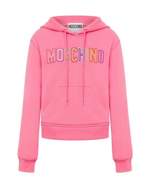 Moschino Pink Crochet Logo Sweatshirt