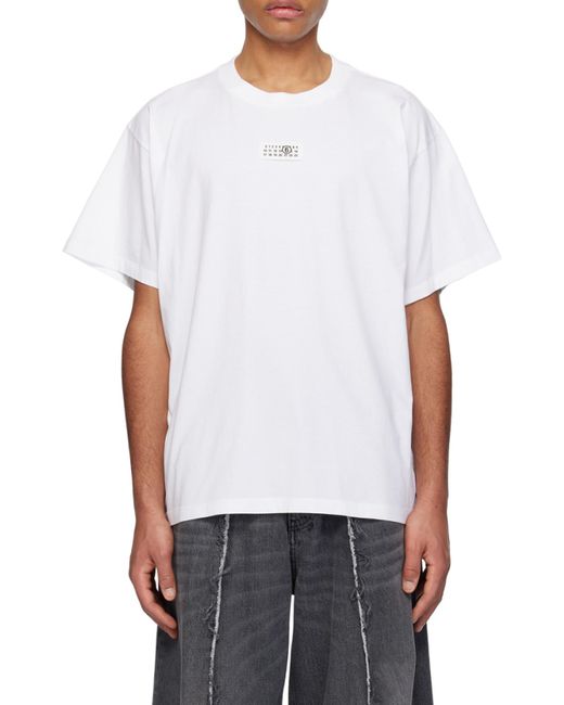 MM6 by Maison Margiela White Logo Patch Crewneck T-Shirt for men