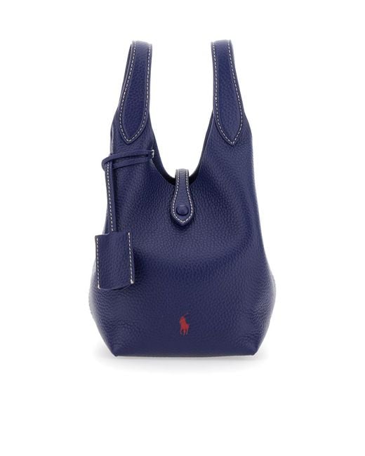 Polo Ralph Lauren Blue Logo Detailed Small Tote Bag
