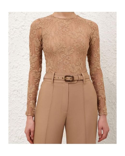 Zimmermann Natural Floral-Lace Bodysuit