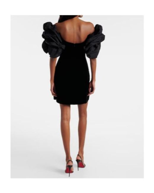 Carolina Herrera Black Off-Shoulder Velvet Minidress