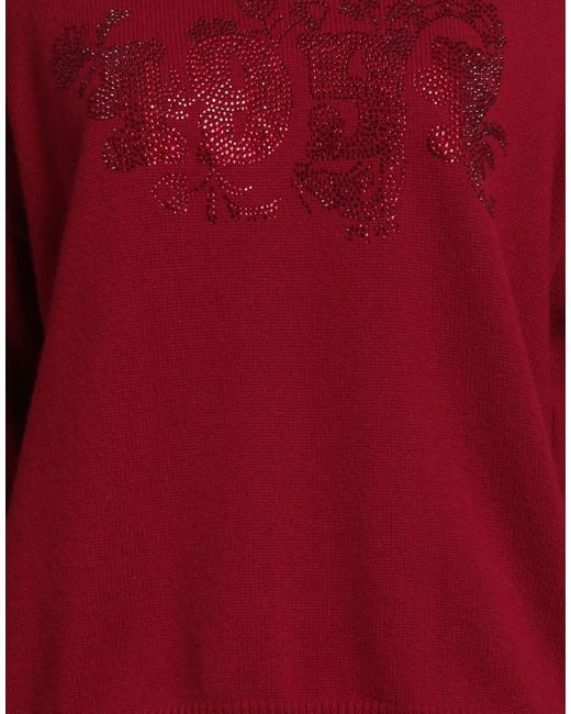 Max Mara Red Solid Color Long-Sleeve Knit Sweater