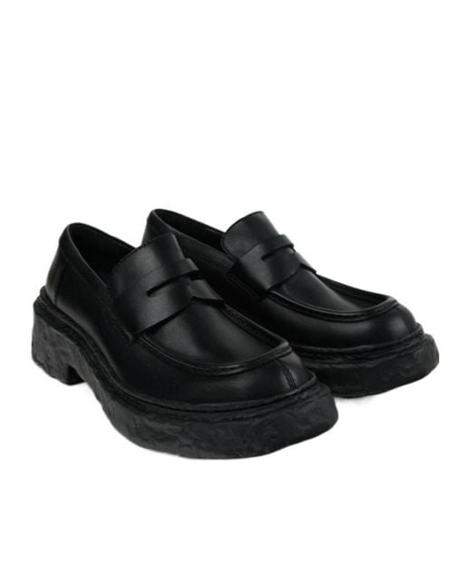 Camper Black Leather Loafers for men