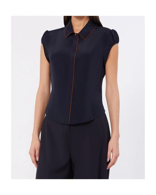 Max Mara Blue Studio Crepe De Chine Shirt