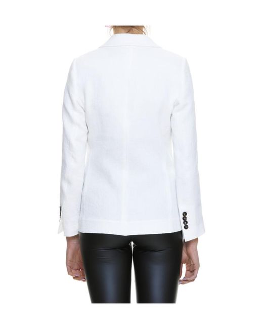 Brunello Cucinelli White Double Breasted Long-Sleeved Blazer