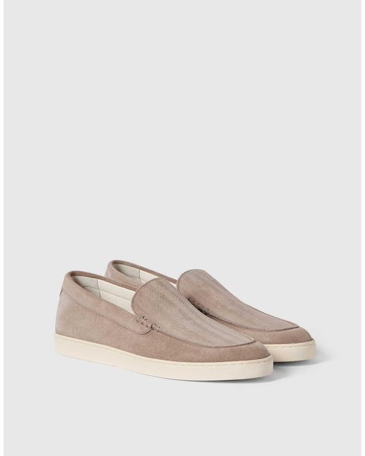 Brunello Cucinelli Multicolor Chevron-Effect Suede Loafer Sneakers for men