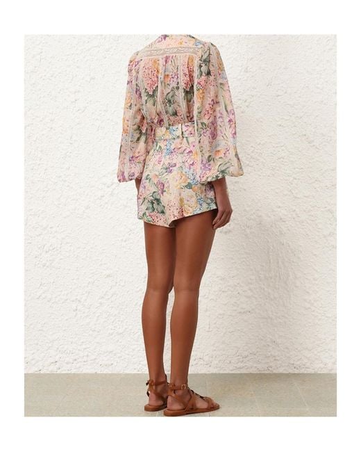 Zimmermann Natural Halliday Tuck High Waist Shorts