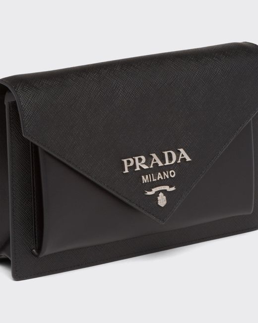 Prada Black Saffiano Leather Mini Envelope Bag