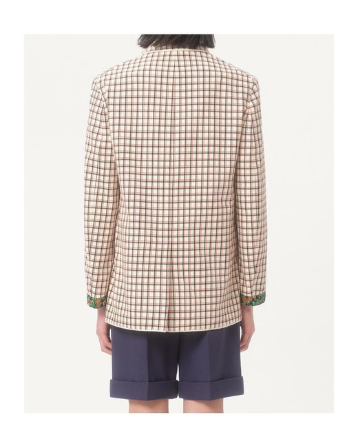 Valentino Natural Checked Single-Breasted Blazer for men