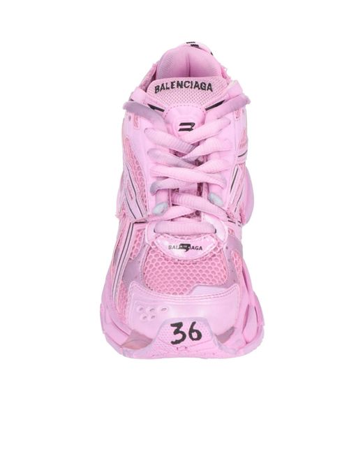 Balenciaga Pink Lace-Up Logo Sneakers